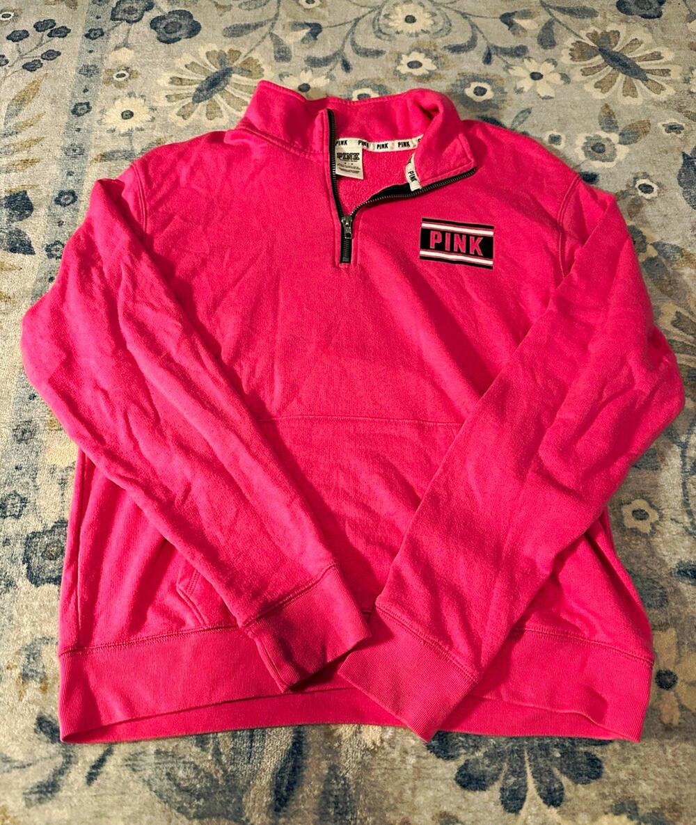 PINK Victoria’s Secret Pink 1/4 Zip Fleece Pullover Sweatshirt Women’s S